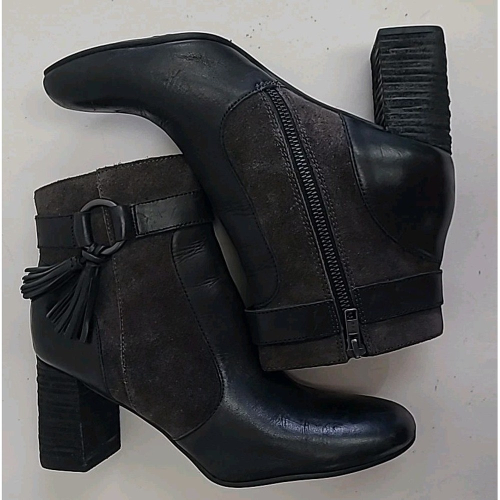 Born Toco Booties Tassel‎ Black Dark Grey Women's Size 9M EUC